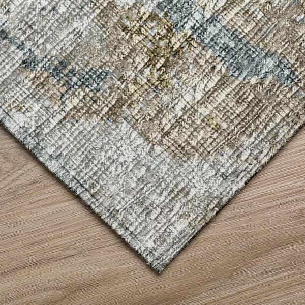 Accord Blue 3 ft. x 5 ft. Abstract Indoor/Outdoor Washable Area Rug
