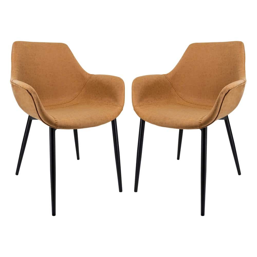 Mid Century Modern 25'' Metal Arm Chair in Light Brown