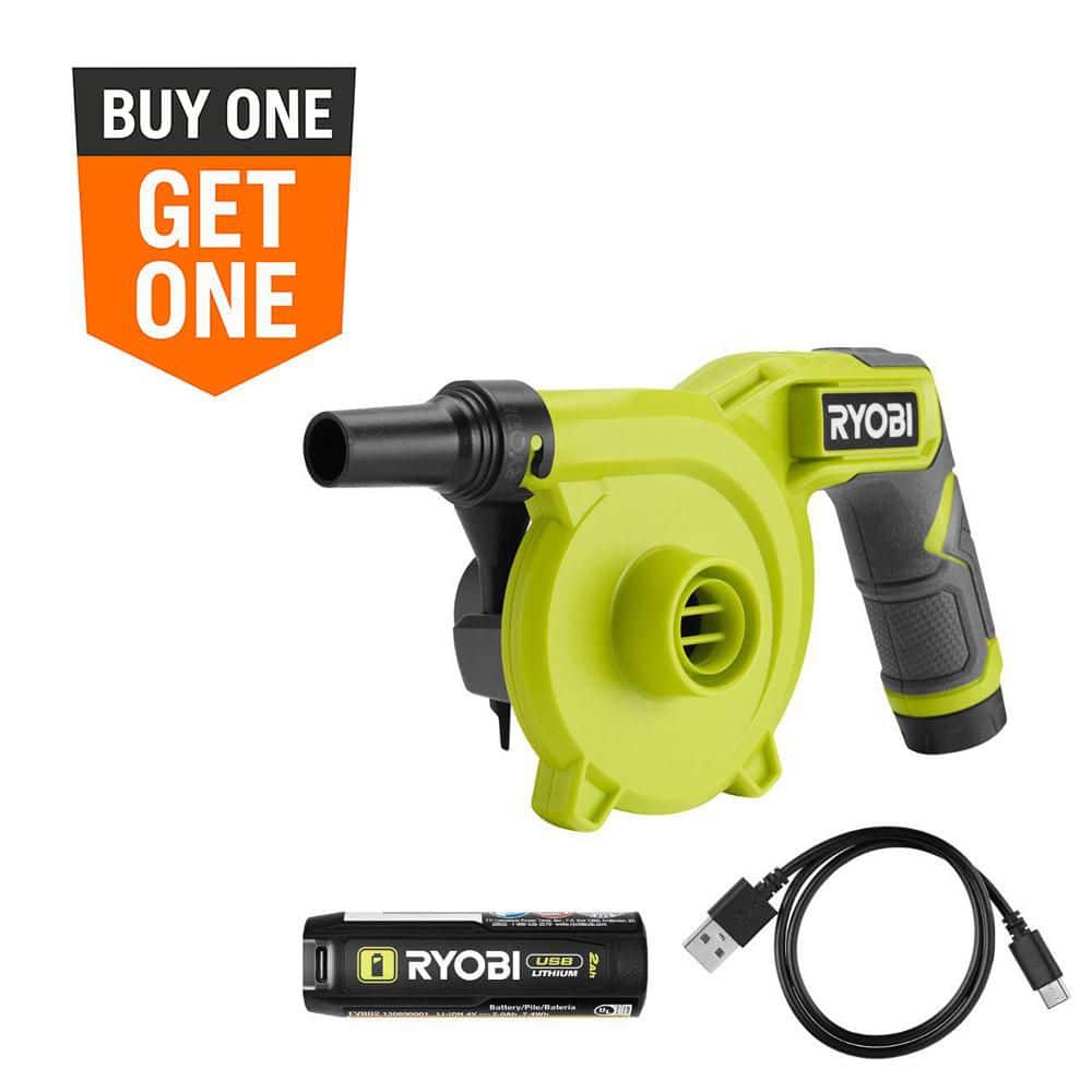 RYOBI USB Lithium Cordless High Volume Inflator Kit with USB Lithium 2. ...