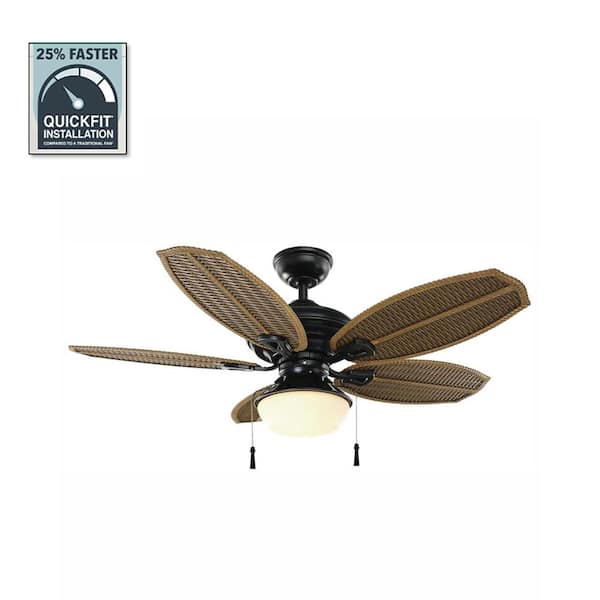 Hampton Bay Palm Beach III 48 in. LED Indoor/Outdoor Natural Iron Ceiling Fan with Light Kit