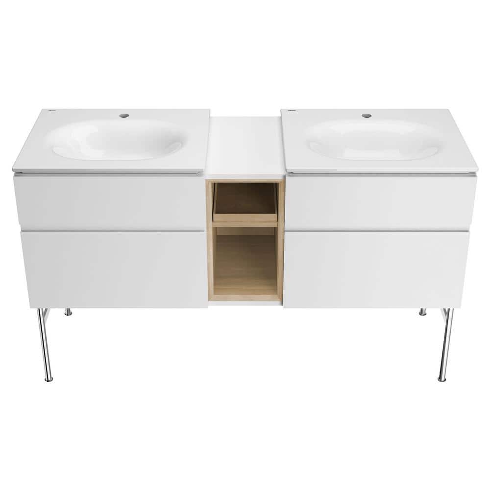 Studio S 24'' White Ceramic Rectangular Bathroom Sink