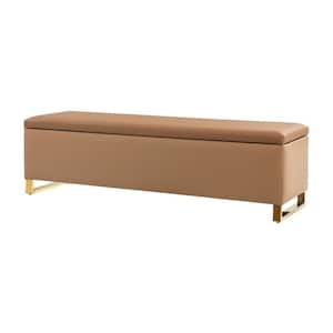 Gaston Camel Modern 16.5 in Storage Bench with Ottomans