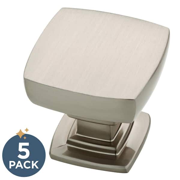 Franklin Brass (5-Pack) Parow 1-1/8 in. (29mm) Classic Square Cabinet Knobs in Satin Nickel with Antimicrobial Properties