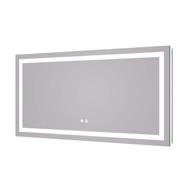 48 in. W x 24 in. H Rectangular Frameless Wall LED Lighted Bathroom Vanity Mirror with Light with Backlit and Anti-Fog
