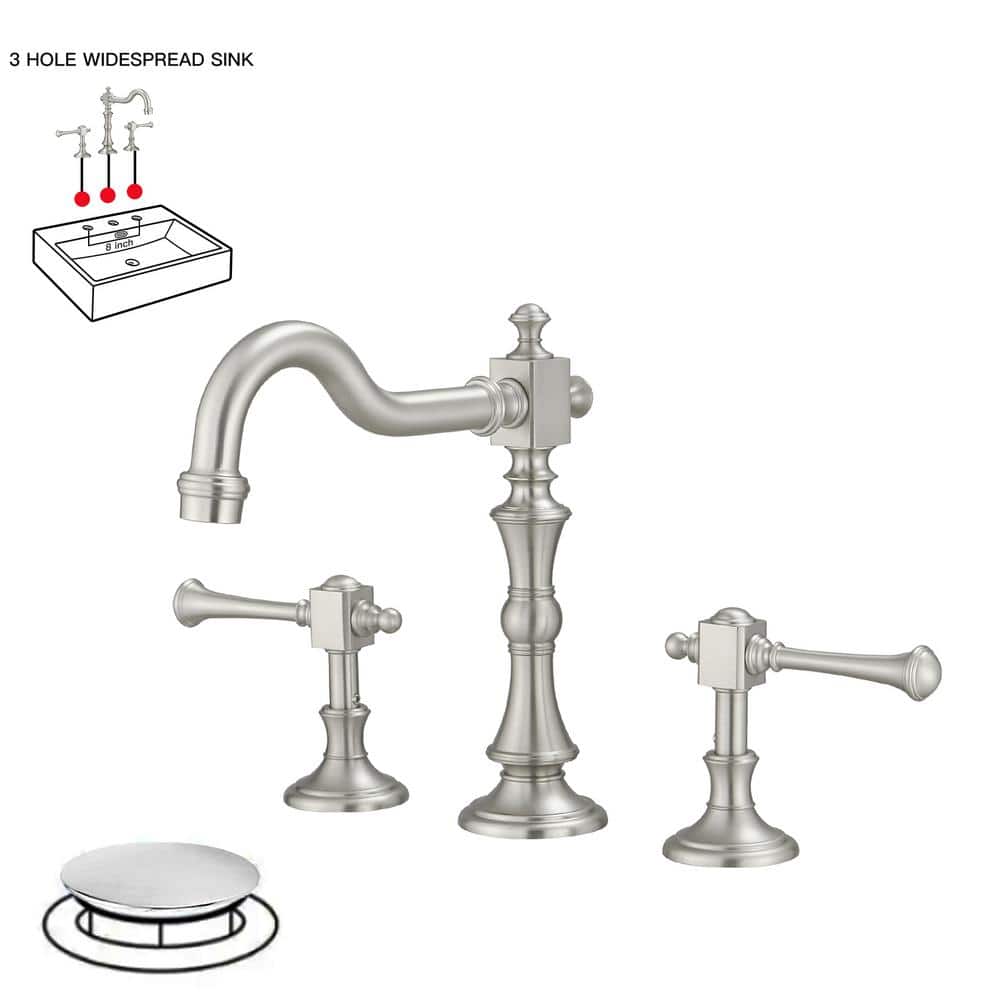 Brushed Nickel Double Handle High-Arc Bathroom Faucet