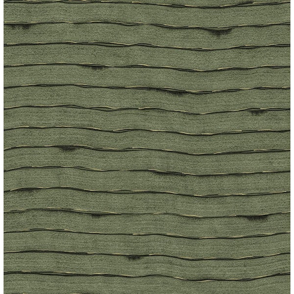 A-Street Prints Naia Green Horizontal Wavy Lines Strippable Matte Non-Pasted Non-Woven Paper Wallpaper