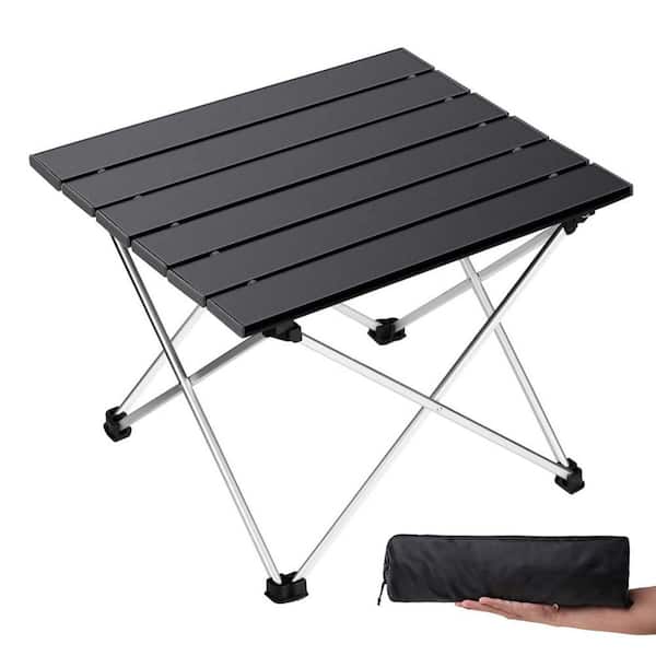 Angel Sar 15.6 in. x 13.6 in. Folding Rectangle Aluminum Camping Picnic Tables for BBQ, Picnic and Park, Black
