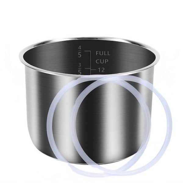 6 qt. Stainless Steel Inner Pot with 2 Sealing Ring Replacement for InstaPot Cooking Pot