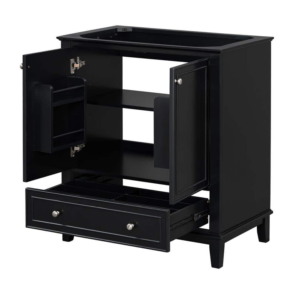 30.0 in. Bath Vanity Cabinet without Top in Black with Doors and Drawer