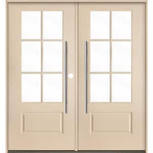 UINTAH Faux Pivot 72 in. x 80 in. 6-Lite Left-Active/Inswing Clear Glass Unfinished Double Fiberglass Prehung Front Door