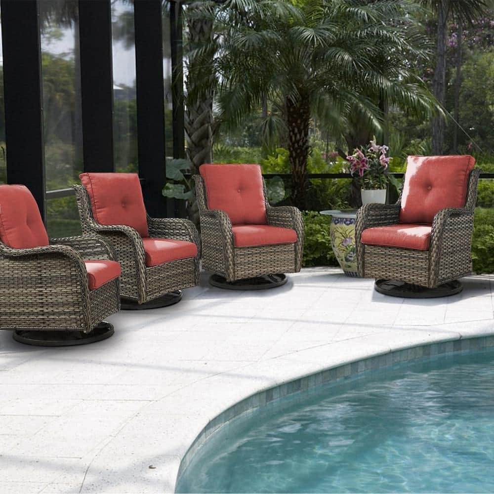 Gymojoy Carolina Gray Wicker Outdoor Rocking Chair With Red Cushions   Gymojoy Outdoor Rocking Chairs 4ss024 5 64 1000 