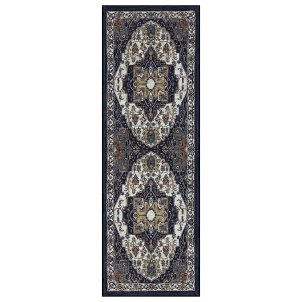 Ottomanson Basics Collection Non-Slip Rubberback Bordered Design 2x5 Indoor Runner Rug, 1 ft. 8 in. x 4 ft. 11 in., Light Gray