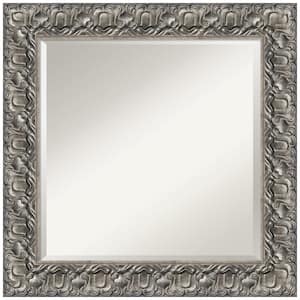 Silver Luxor 25.5 in. x 25.5 in. Beveled Square Wood Framed Bathroom Wall Mirror in Silver