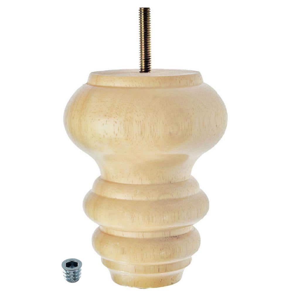 Unfinished Solid Hardwood Round Bun Foot Sofa Leg