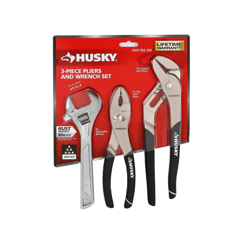 Husky 3-Piece Pliers and Wrench Set