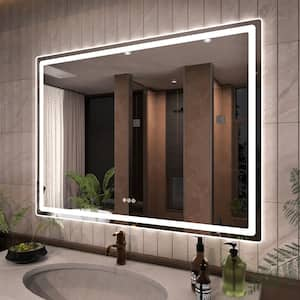 48 in. W x 36 in. H Round Corner Rectangular Frameless Wall Mount LED Single Bathroom Vanity Mirror in Polished Crystal