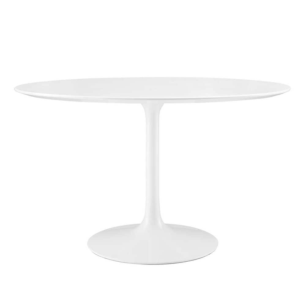 Mid-Century Modern 47" Round White Wood Dining Table