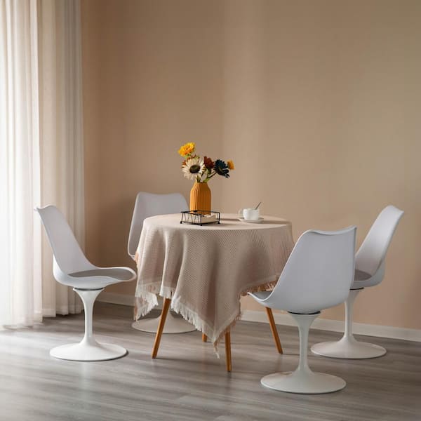 FABULAXE Modern 1 Pack Tulip Side Chair w/ Grey Cushioned Seat-Stylish & Comfortable Polypropylene Accent Chair, Cushioned Top