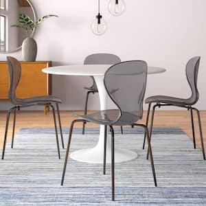 Oyster Modern Transparent Dining Side Chair Black Base Set of 4