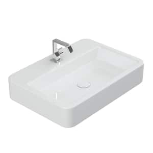 Contour 61060 Wall Mount / Vessel Bathroom Sink in Gloss White