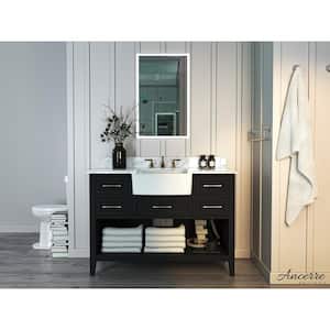 Hayley 48 in. W x 20.1 in. D x 34.6 H Bath Vanity in Black Onyx with Carrara White Marble Vanity Top with White Basin