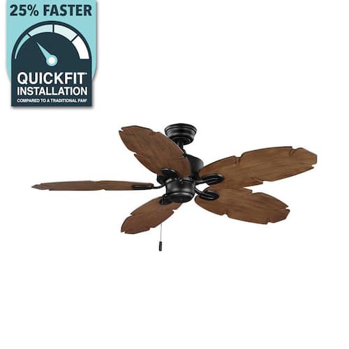 Lillycrest II 52 in. Indoor/Outdoor Matte Black Wet Rated Ceiling Fan with 5 Weather Resistant QuickInstall Blades Hampton Bay Ceiling Fans Without Lights