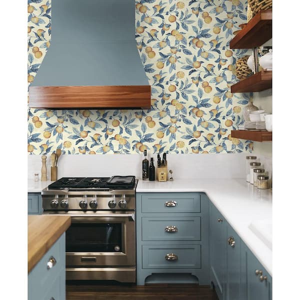 Honey Bell Fruit Tangerine Vinyl Peel and Stick Wallpaper Roll (Covers 30.75 sq. ft. )
