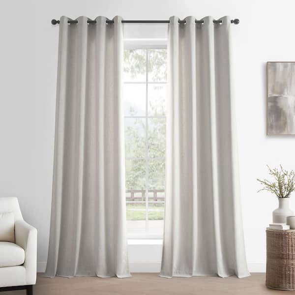 Light Sand Ivory Grommet Basic Faux Linen 50 in. W x 120 in. L Light Filtering Curtain Pair (Set of 2)