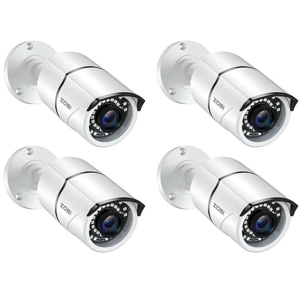 4 In 1 1080p Plug-in Outdoor/Indoor Bullet Security Camera Compatible for 1080p/720p TVI/CVI/AHD/CVBS DVR (4-Pack)