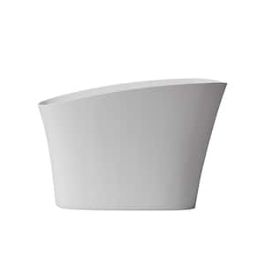Moray 52 in. x 29 in. Stone Resin Solid Surface Freestanding Single Slipper Soaking Bathtub in White with Brass Drain