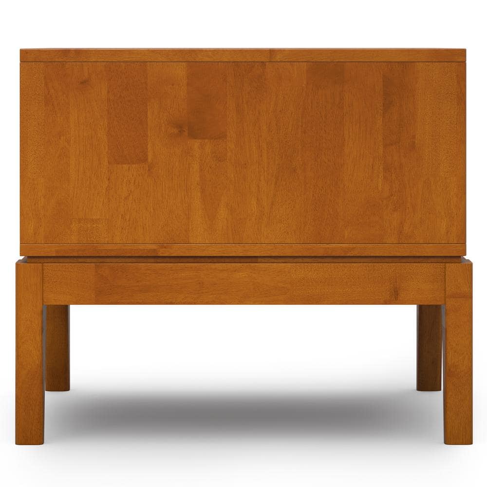 Teak Brown Solid Hardwood Square End Table with Storage