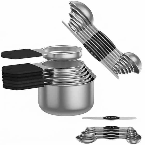 16-Piece Stainless Steel Magnetic Measuring Cups and Spoons Set with Dual-Sided Design and Strong Magnetic Nesting