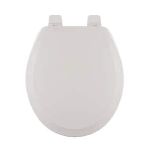 Centocore Round Closed Front Toilet Seat in White with Brushed Nickel Hinge