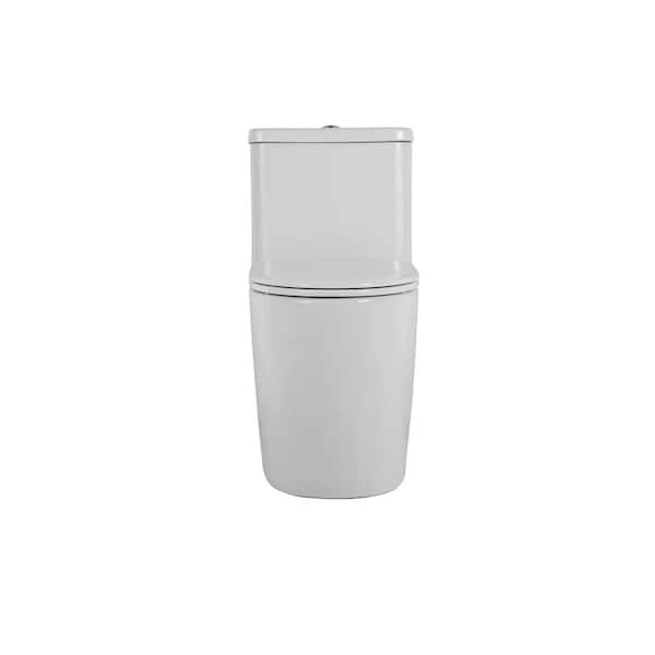 12 in. 1-Piece 1.1/1.6 GPF Dual Flush Elongated Toilet in White Soft Close Seat Included