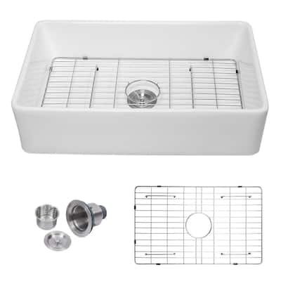 Charleston 33’’ x 10 Fireclay Farmhouse Kitchen Sink Set