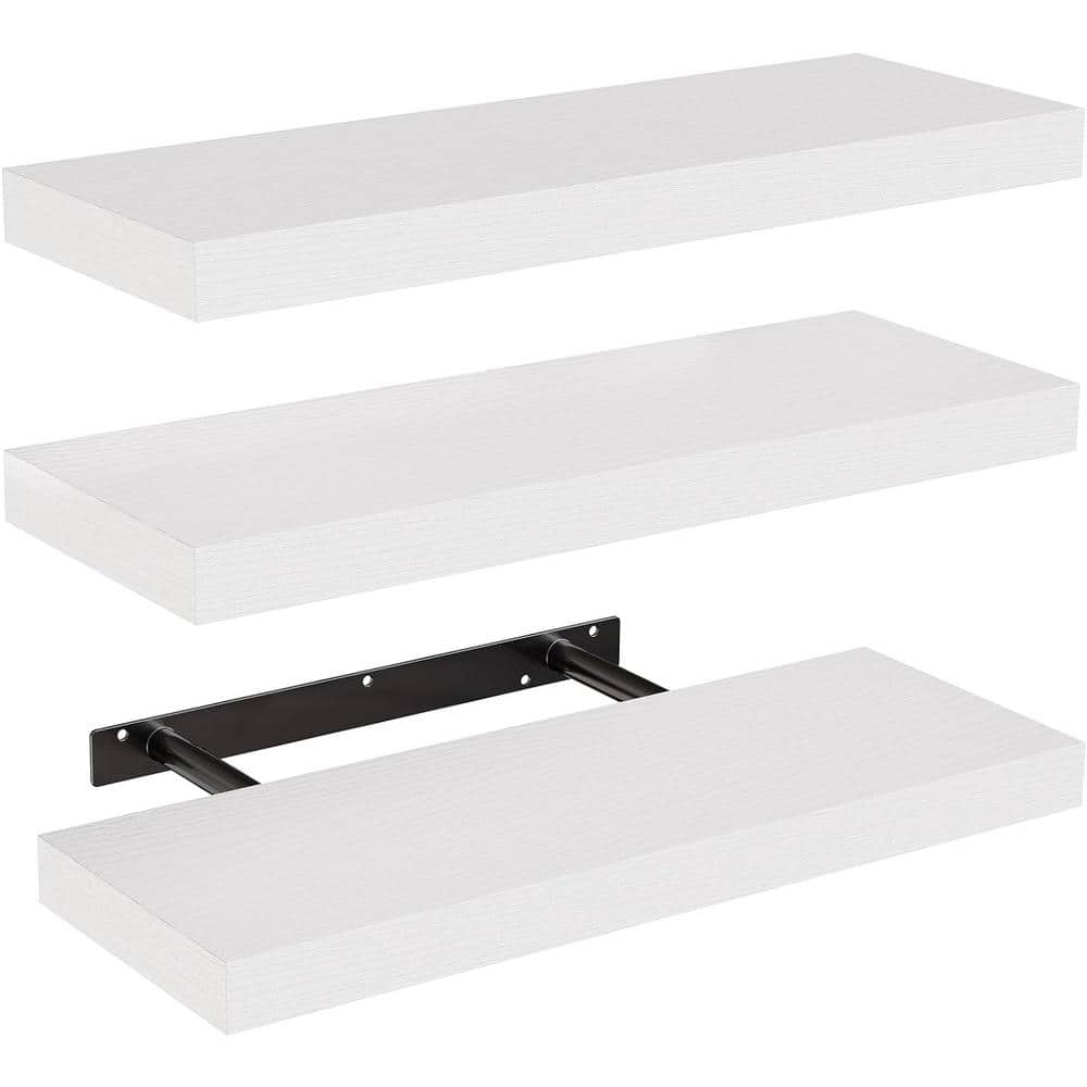 15.7 in. W x 5.5 in. D White Decorative Wall Shelf (Set of 3)