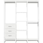 68.5 in. W White Adjustable Tower Wood Closet System with 3 Drawers and 11 Shelves