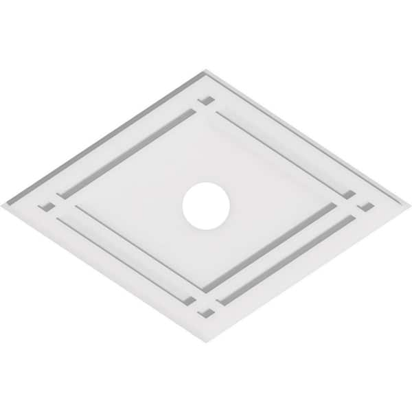 Ekena Millwork 26 in. W x 17-3/8 in. H x 3 in. ID x 1 in. P Diamond Architectural Grade PVC Contemporary Ceiling Medallion