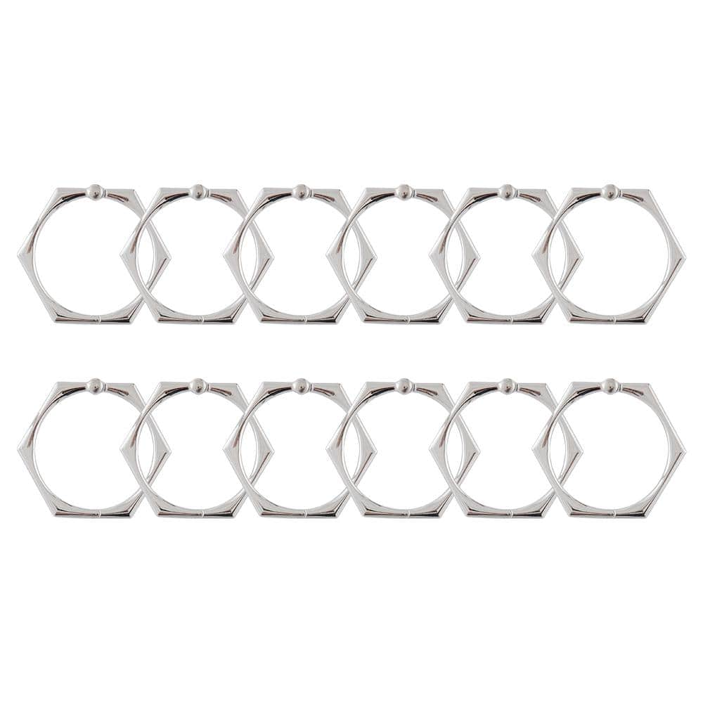 Chrome Rustproof Zinc Alloy Shower Curtain Hooks Set of 12