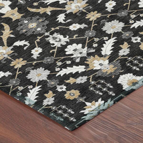 Chantille Machine Washable Indoor/Outdoor Abstract ACN2857 Black 3 ft. x 5 ft. Area Rug