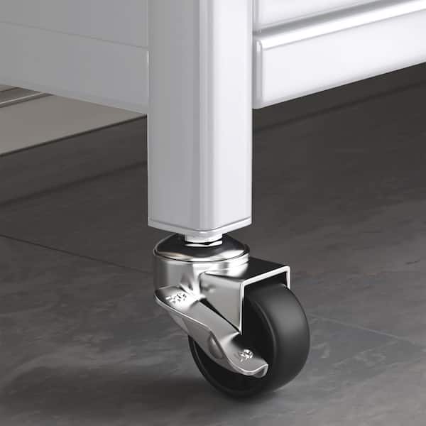 Adrinfly 23.6 in. W x 15.7 in. D x 65.2 in. H in White Metal Ready to Assemble Floor Base Kitchen Cabinet with Wheels