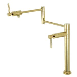 Concord Deck Mount Pot Filler Faucet in Polished Brass