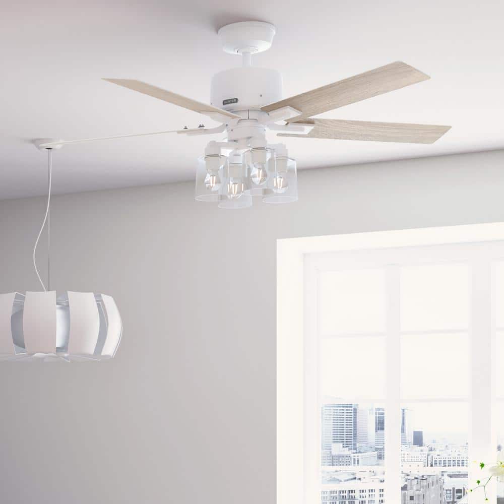 52 in. Techne Wi-Fi HunterExpress Matte White Smart Ceiling Fan with LED Light Kit and Handheld Remote price history on PriceWatchPro