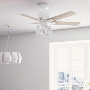Techne 52 in. Indoor Matte White Smart Ceiling Fan with Light Kit and Remote Included