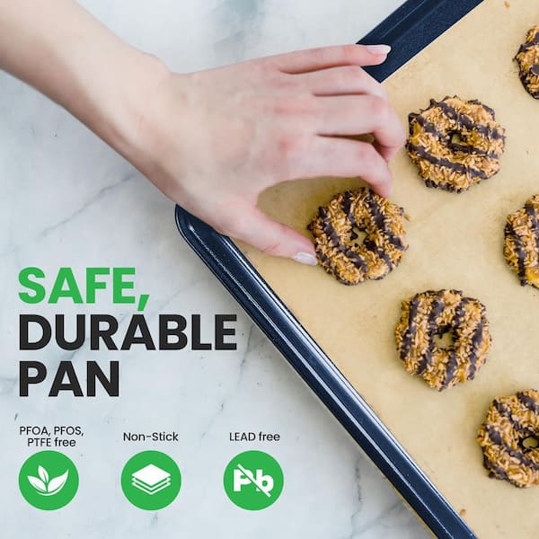 NutriChef Nonstick Cookie Sheet Baking Pan - 1qt Metal Oven Baking Tray,  Professional Quality Non-Stick Bake Trays, Stylish Diamond Silicone Coating