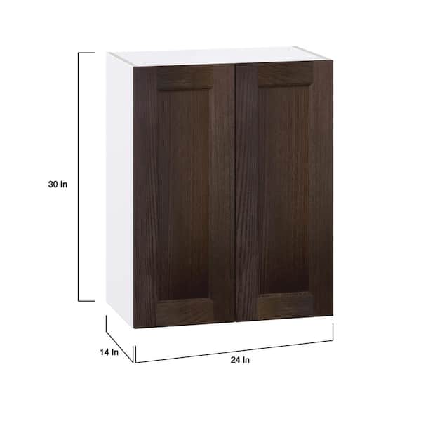 J COLLECTION Lincoln Chestnut Solid Wood  Assembled Wall Kitchen Cabinet with 2 Full Height Doors (24 in. W x 30 in. H x 14 in. D)