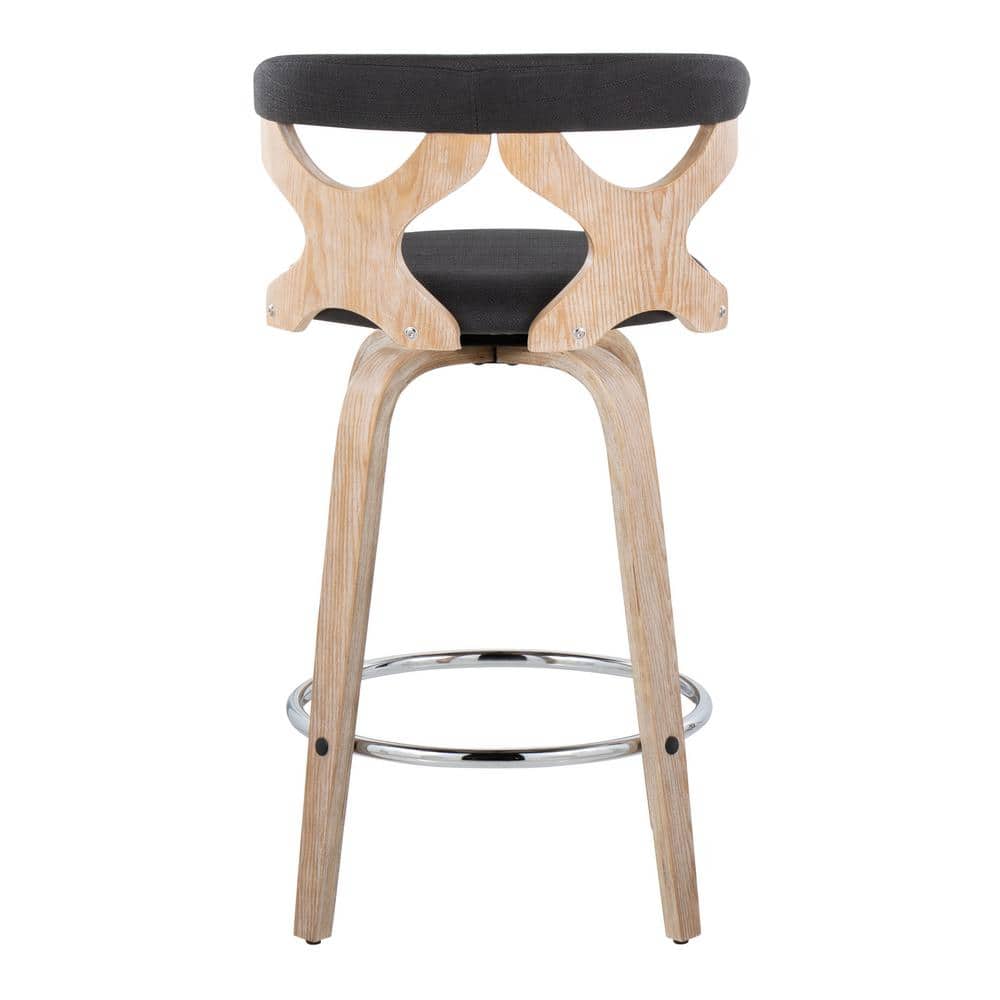 Set of 2 Gardenia Counter Height Barstools - LumiSource: Swivel, Upholstered, Foam-Filled