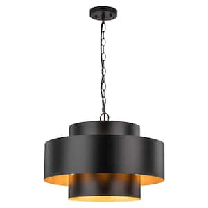 Hana 7-Light Matte Black Inter-Stacked Cylinders Pendant Light