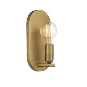 5.5 in. W x 11.5 in. H 1-Light Natural Brass Wall Sconce with Exposed Bulb