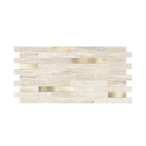 11.6 in. x 5.9 in. Peel and Stick Backsplash Dark Beige Marble with Metal Gold Look PVC Wall Tiles for Kitchen (20-Pack)